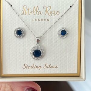 NW Sapphire Diamond Necklace and Earrings Jewelry Stella rose